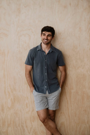 SS26 HEMP STRIPE EASY SHORT